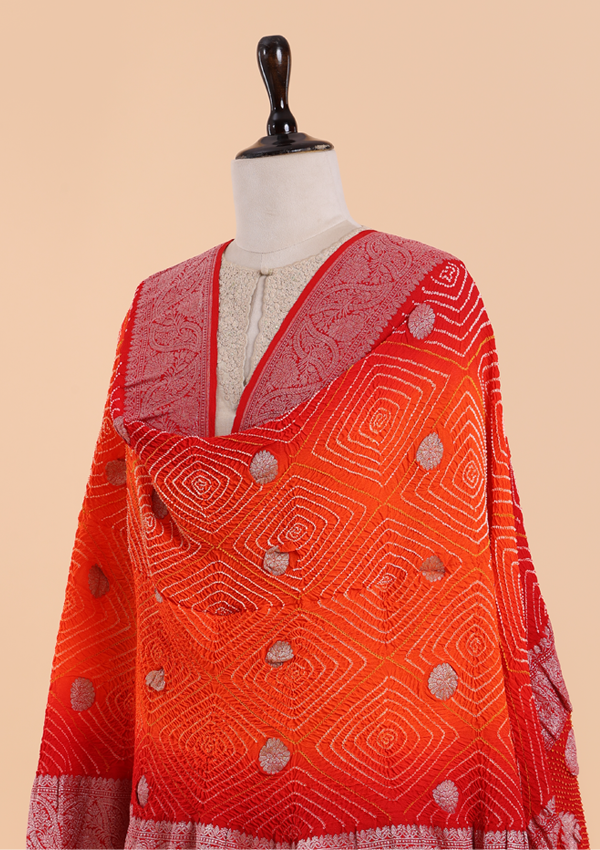 Orange Butti Bandhani Dupatta in Georgette