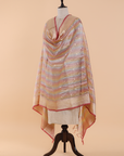 Tomato Red Rangkat Dupatta in Tissue Silk