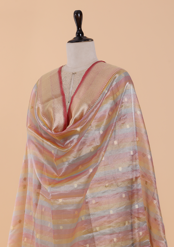 Tomato Red Rangkat Dupatta in Tissue Silk