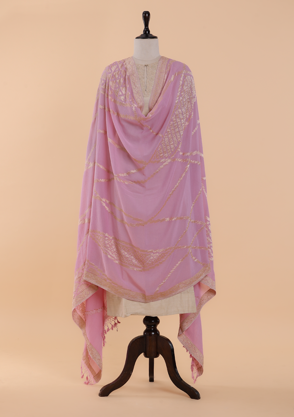 Light Pink Jamdani Dupatta in Georgette