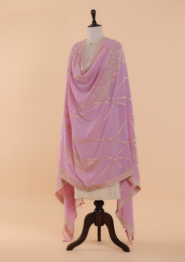 Light Pink Jamdani Dupatta in Georgette