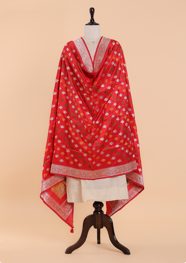 Red Butti Dupatta in Silk