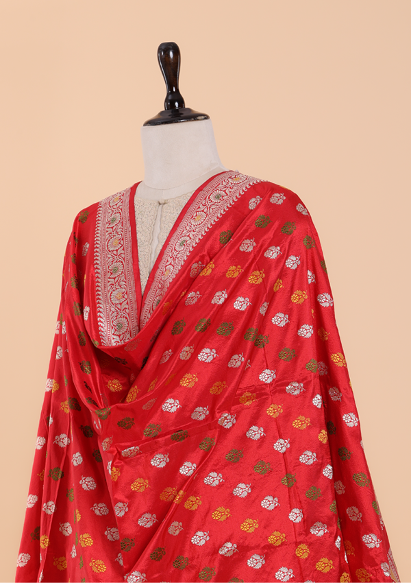 Red Butti Dupatta in Silk