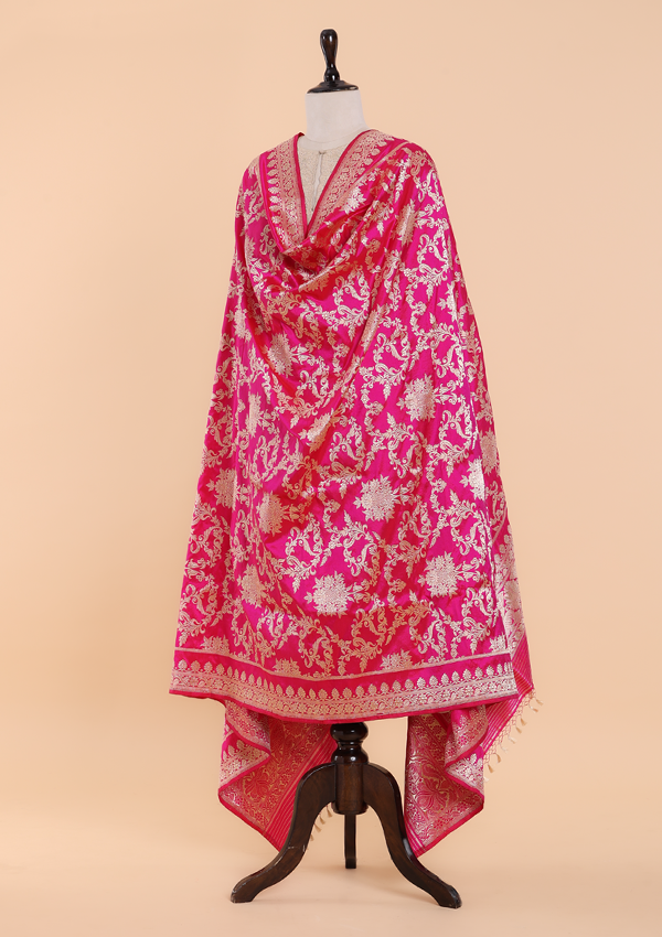 Rani Pink Jal Dupatta in Silk