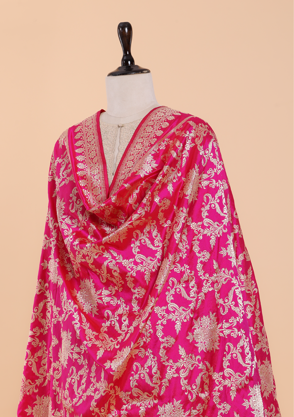 Rani Pink Jal Dupatta in Silk