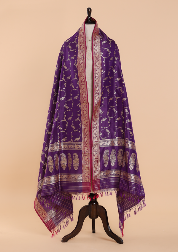 Purple Jaal Dupatta in Silk
