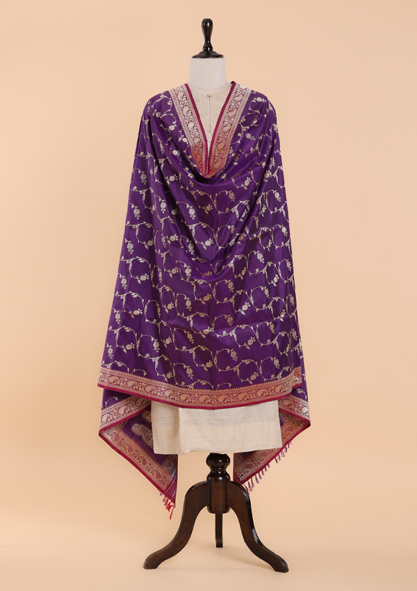 Purple Jaal Dupatta in Silk
