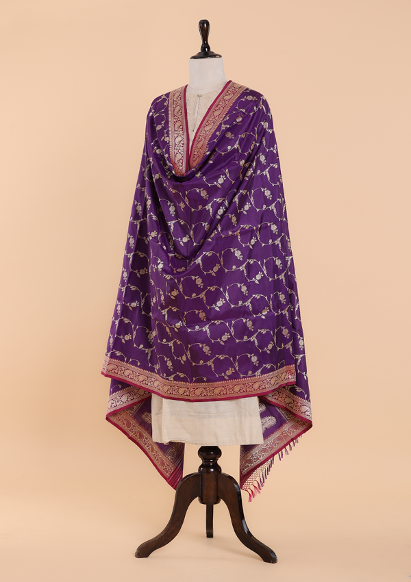 Purple Jaal Dupatta in Silk