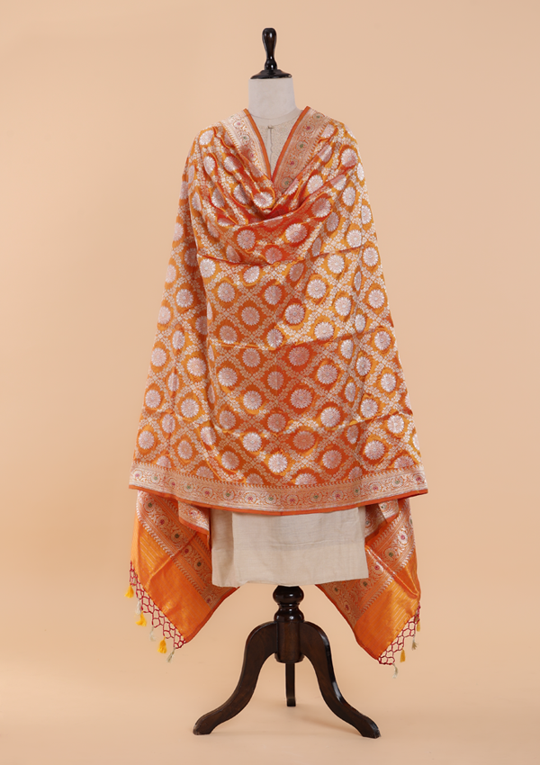 Short Gold Jaal Dupatta in Silk