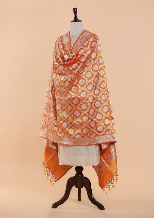 Short Gold Jaal Dupatta in Silk