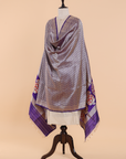 Purple Brocade Dupatta in Silk