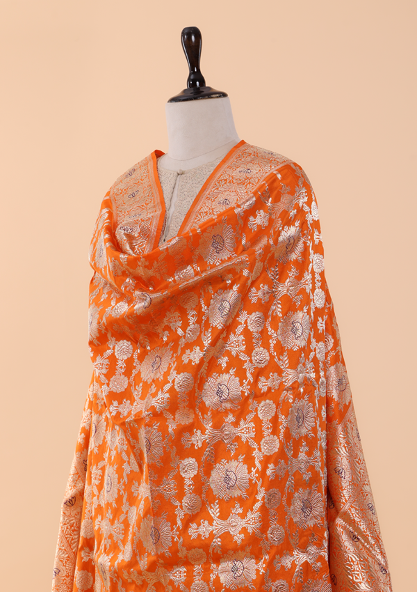 Orange Jaal Dupatta in Silk