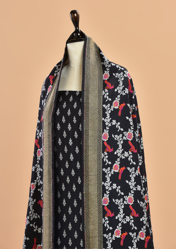 Black Jaal Dress in Georgette Tussar