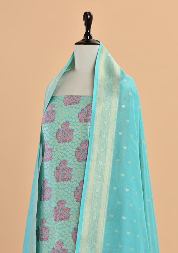 Firozi Brocade Dress in Silk