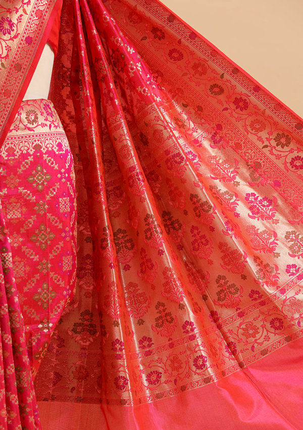 Coral Patola Saree in Silk
