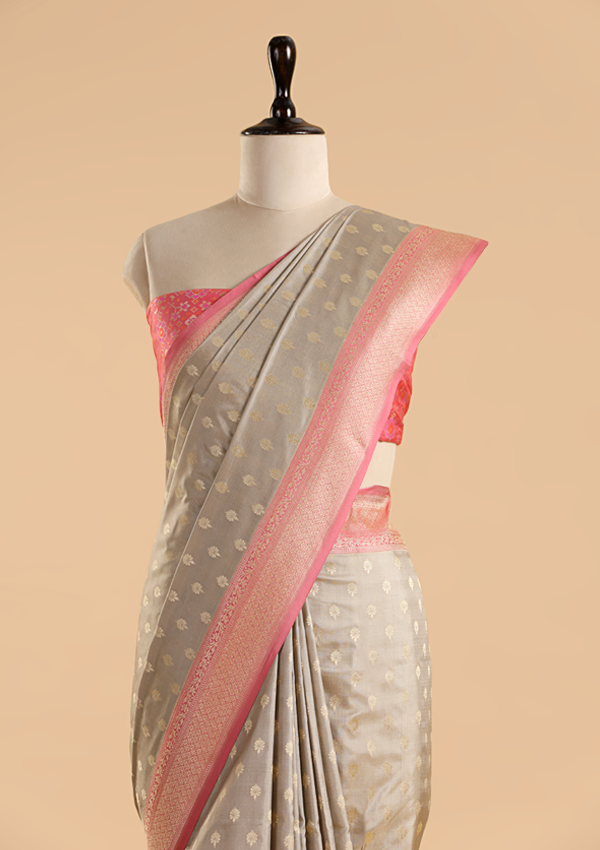 Grey Patola Pallu Saree in Silk