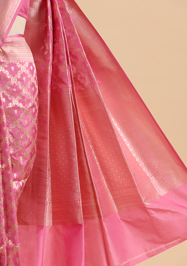 Pink Jaal Saree in Silk