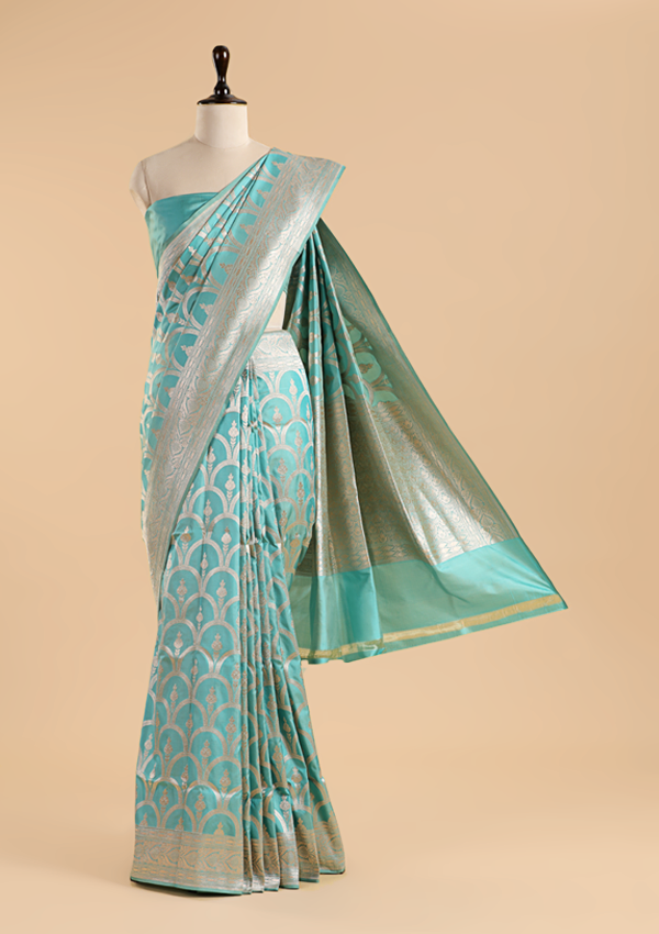 Firozi Jaal Saree in Silk