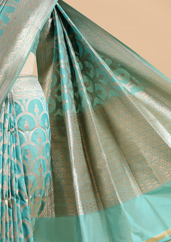 Firozi Jaal Saree in Silk