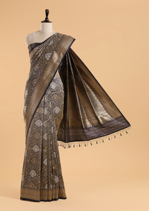 Wine Brocade Saree In Silk
