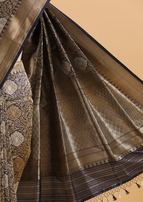 Wine Brocade Saree In Silk