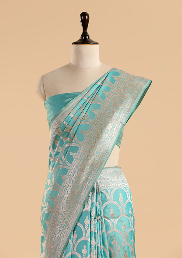 Firozi Jaal Saree in Silk