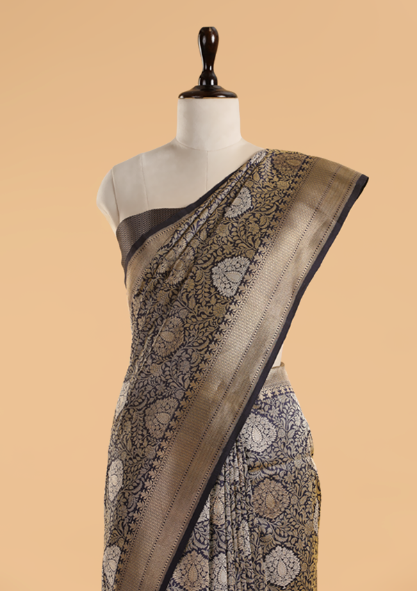 Wine Brocade Saree In Silk