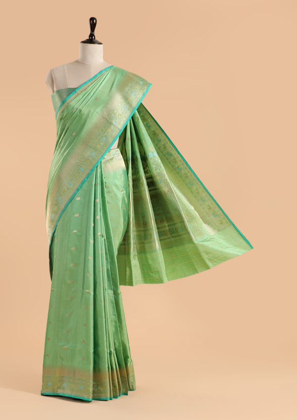Sea Green Butti Saree in Silk