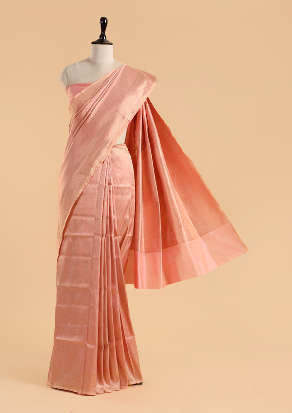 Light Pink Brocade Saree in Silk