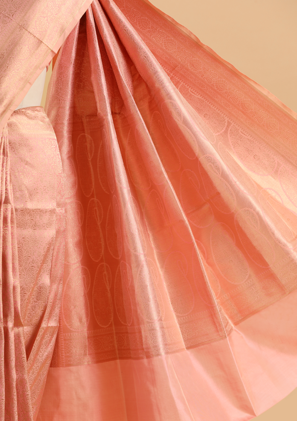 Light Pink Brocade Saree in Silk