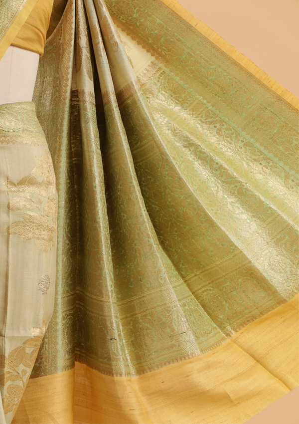 Pista Green Butta Saree in Georgette Tussar