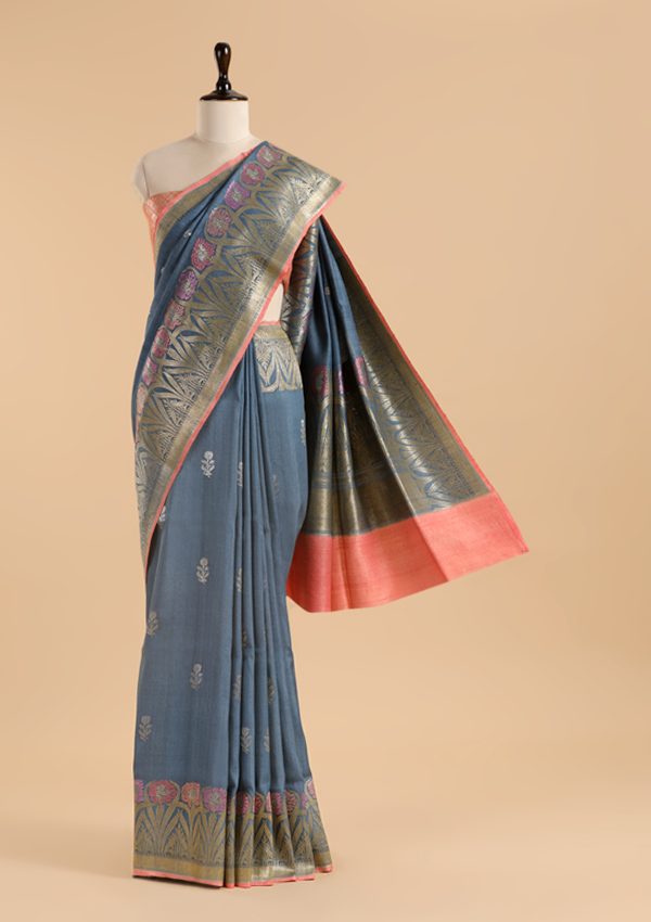 Grey Butta Saree in Georgette Tussar