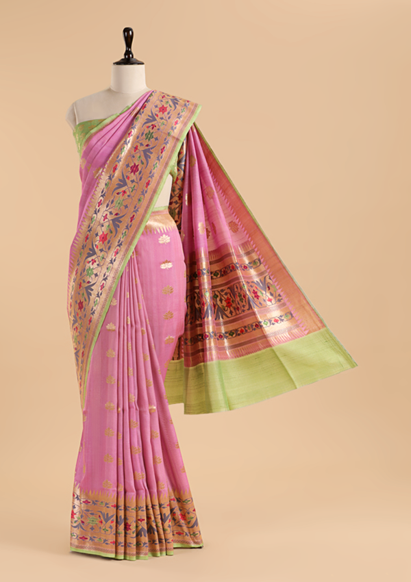 Pink Butti Saree in Georgette Tussar