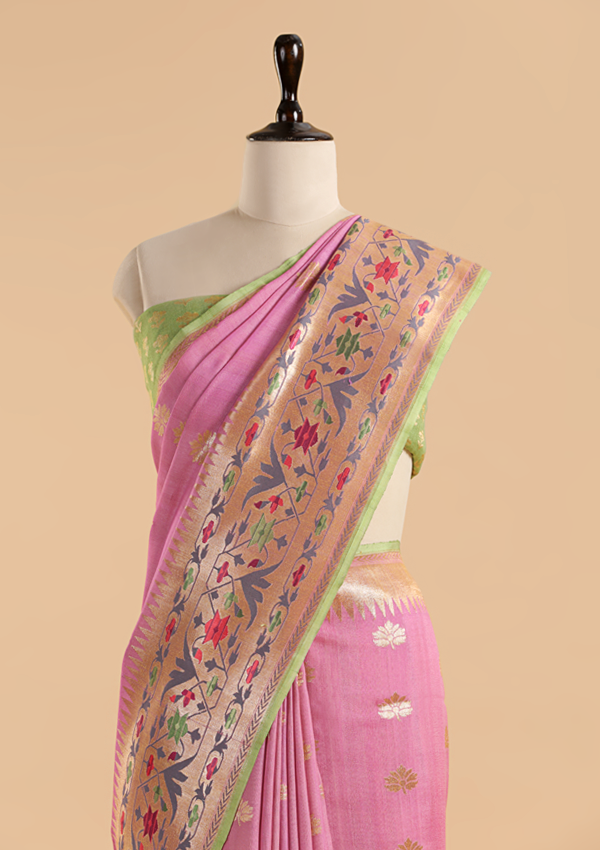 Pink Butti Saree in Georgette Tussar