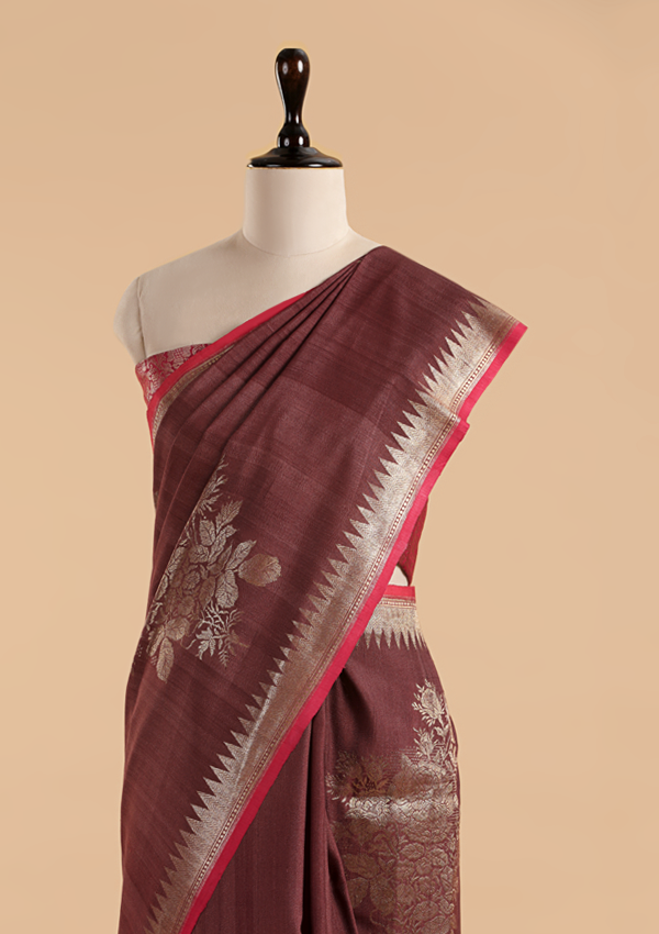 Brown Butta Saree in Georgette Tussar