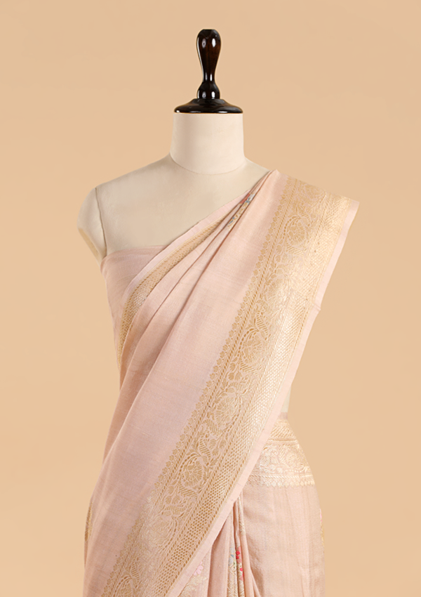 Cream Butta Saree in Georgette Tussar
