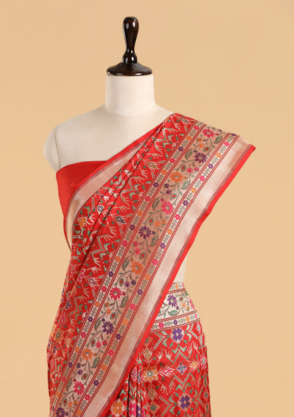 Red Patola Saree in Silk