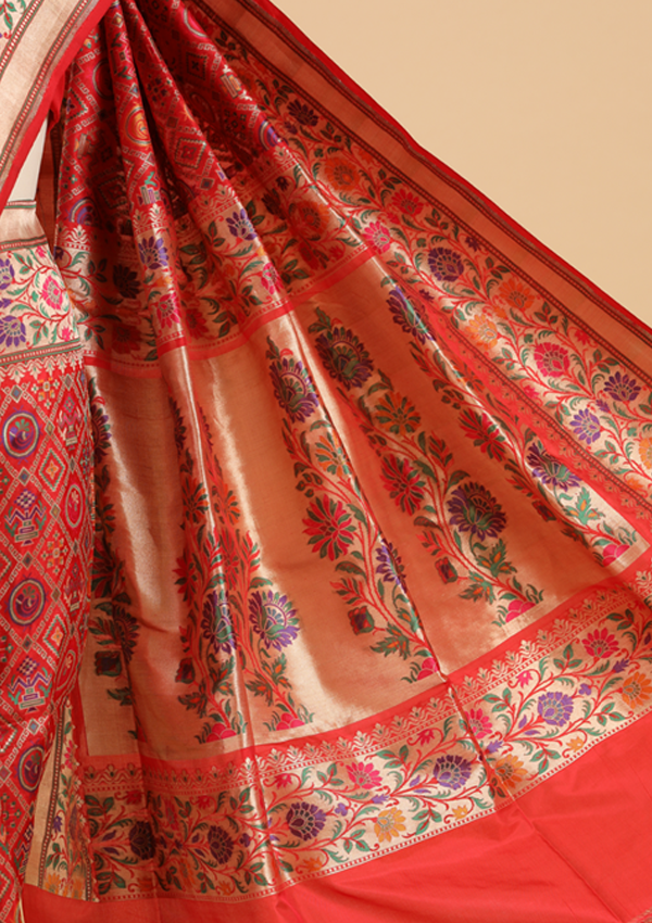 Red Patola Saree in Silk