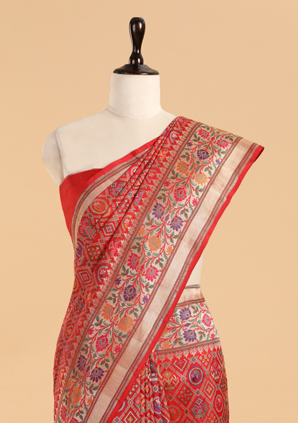 Red Patola Saree in Silk