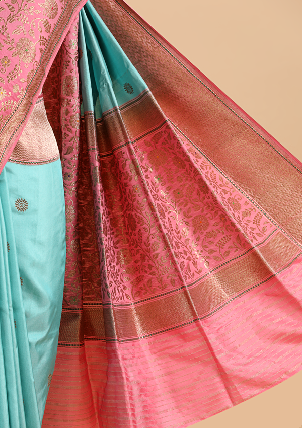 Firozi Butti Saree in Silk