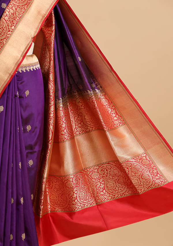 Purple Butti Saree in Silk