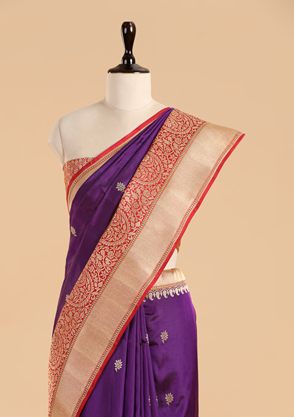 Purple Butti Saree in Silk