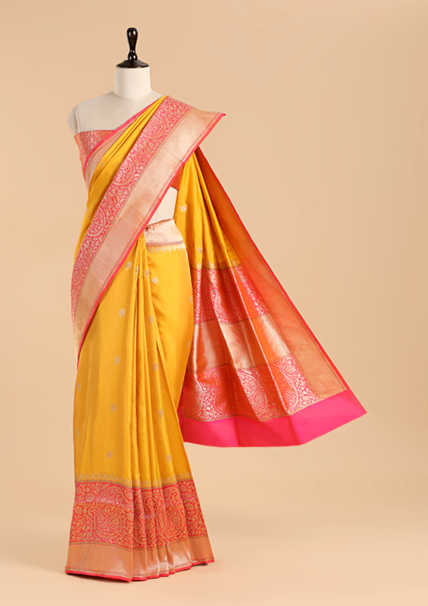 Mustard Butti Saree in Silk