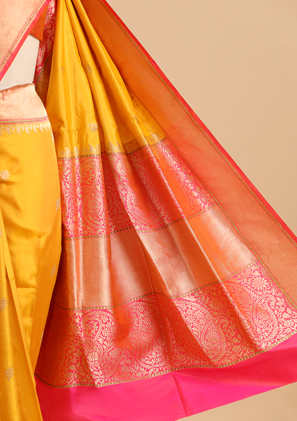 Mustard Butti Saree in Silk