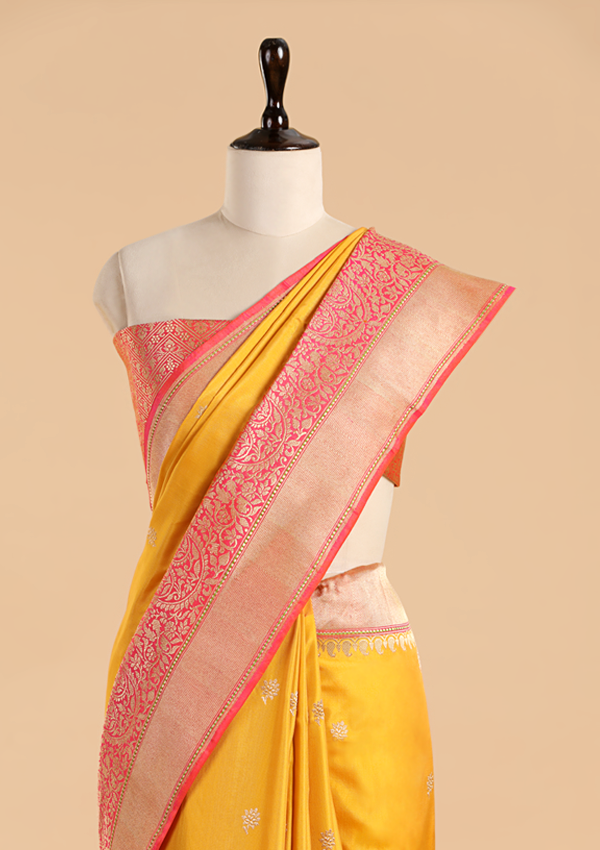 Mustard Butti Saree in Silk