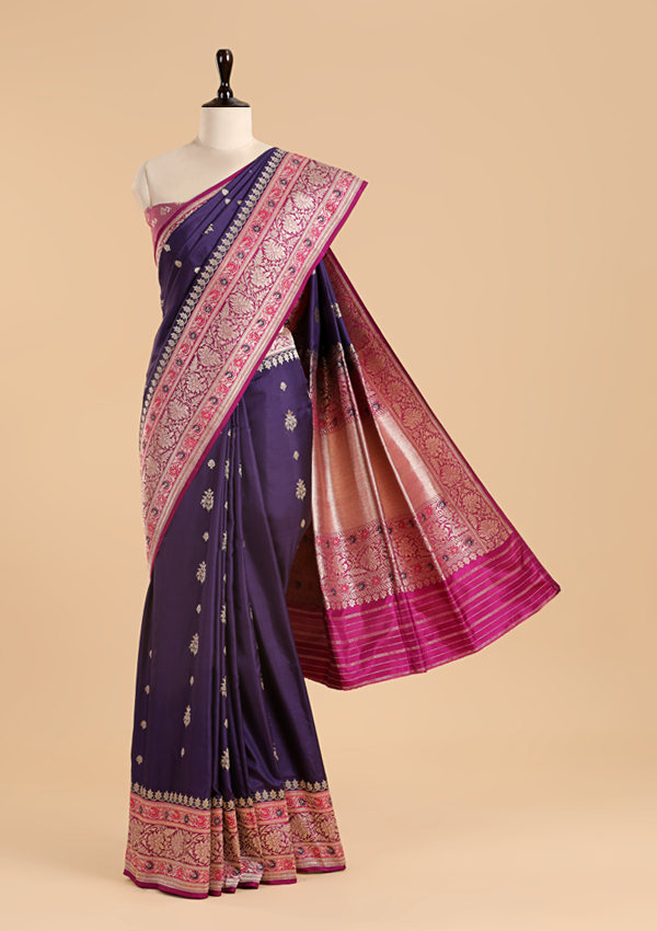 Purple Butta Saree in Silk