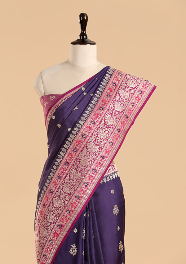 Purple Butta Saree in Silk