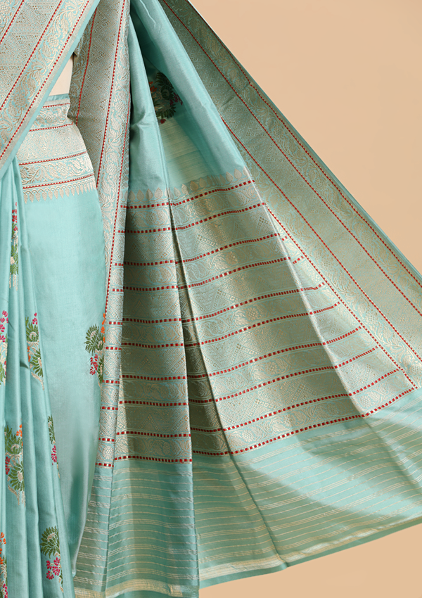 Firozi Butta Saree in Silk