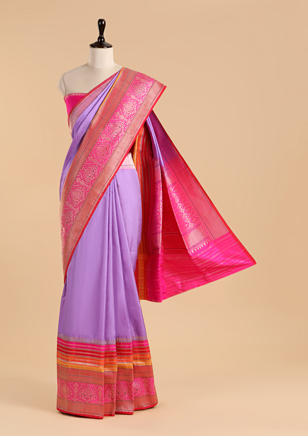 Mauve Plain Saree in Silk