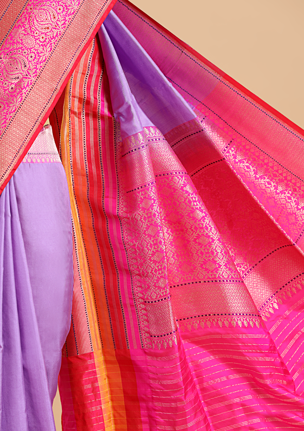Mauve Plain Saree in Silk